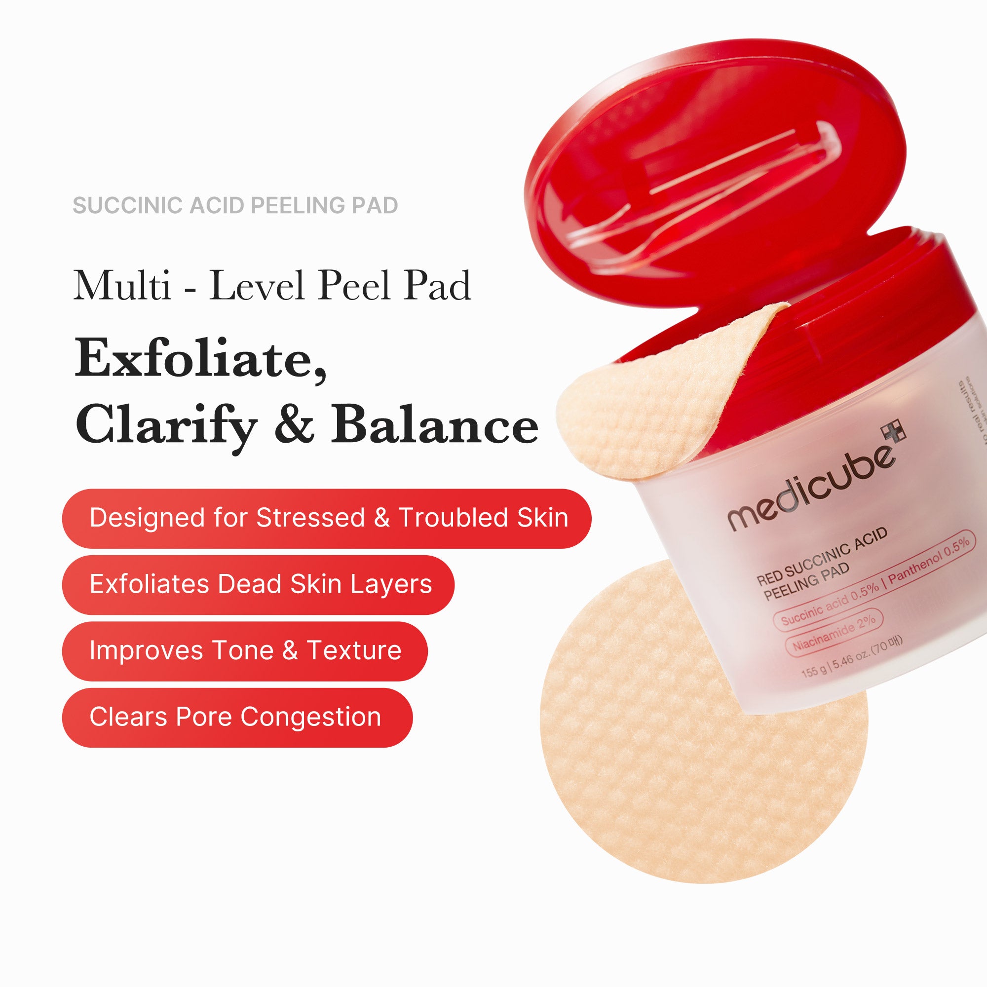 Subscr.] Red Succinic Acid Panthenol Pads – MEDICUBE US