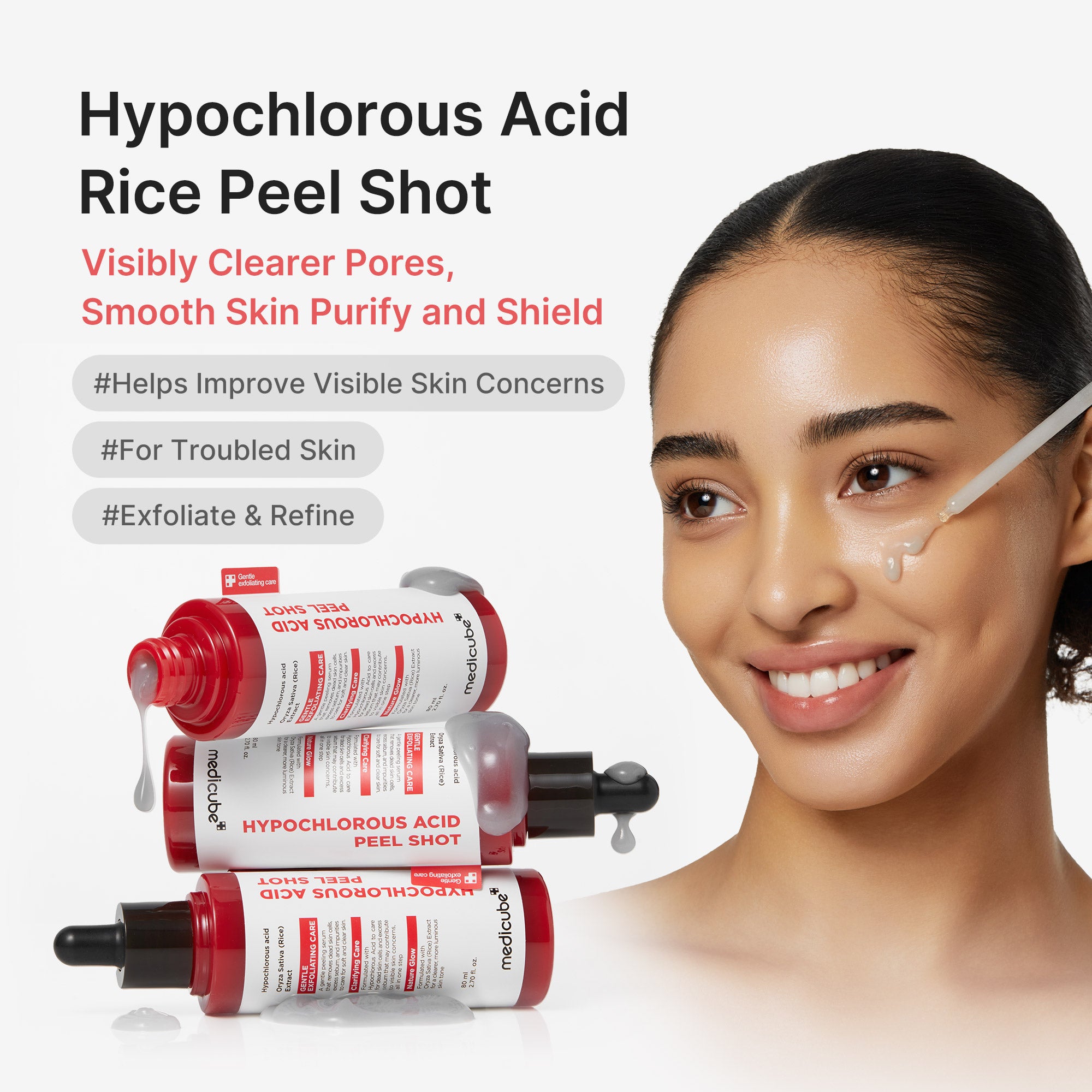 美容液 OXYCURE PLUS+ MOISTURE PEEL 50ml Hypochlorous Acid Rice Peel Shot – MEDICUBE US