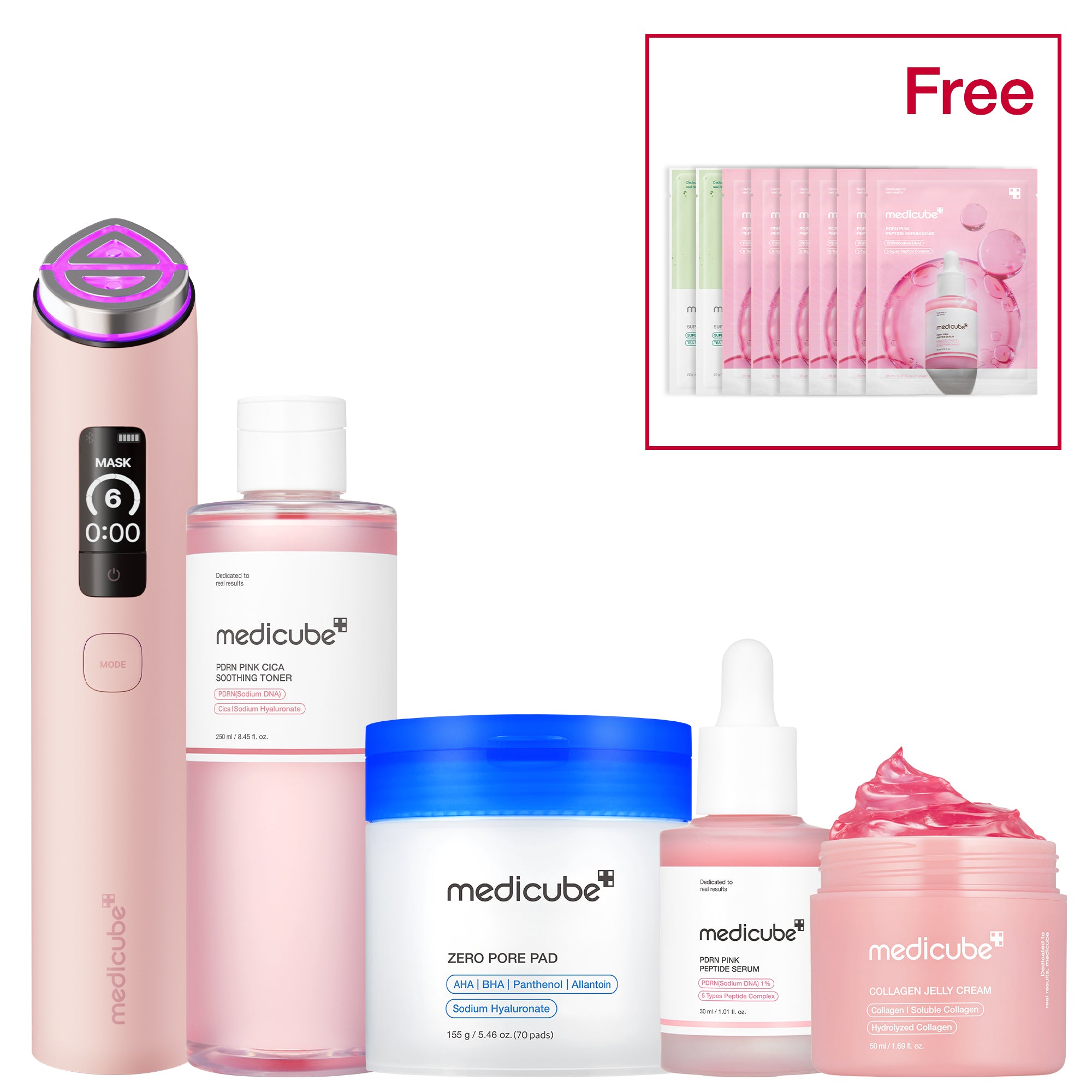 medicube Pore Pink セット medicube No.1 Best Glass Glow Set Pink | Beauty Device & Skincare Set