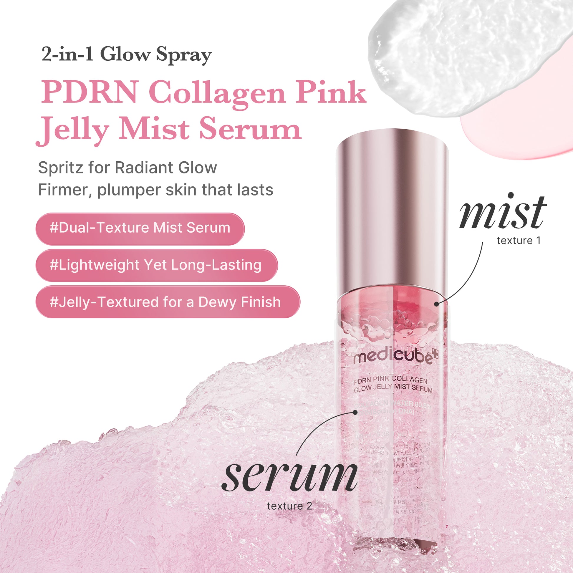 PDRN Pink Collagen Glow Jelly Mist Serum MEDICUBE US PDRN Pink Collagen Glow Jelly Mist Serum MEDICUBE US