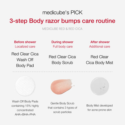 [Wash-off] Red Clear Cica Wash Off Body Pad - MEDICUBE US